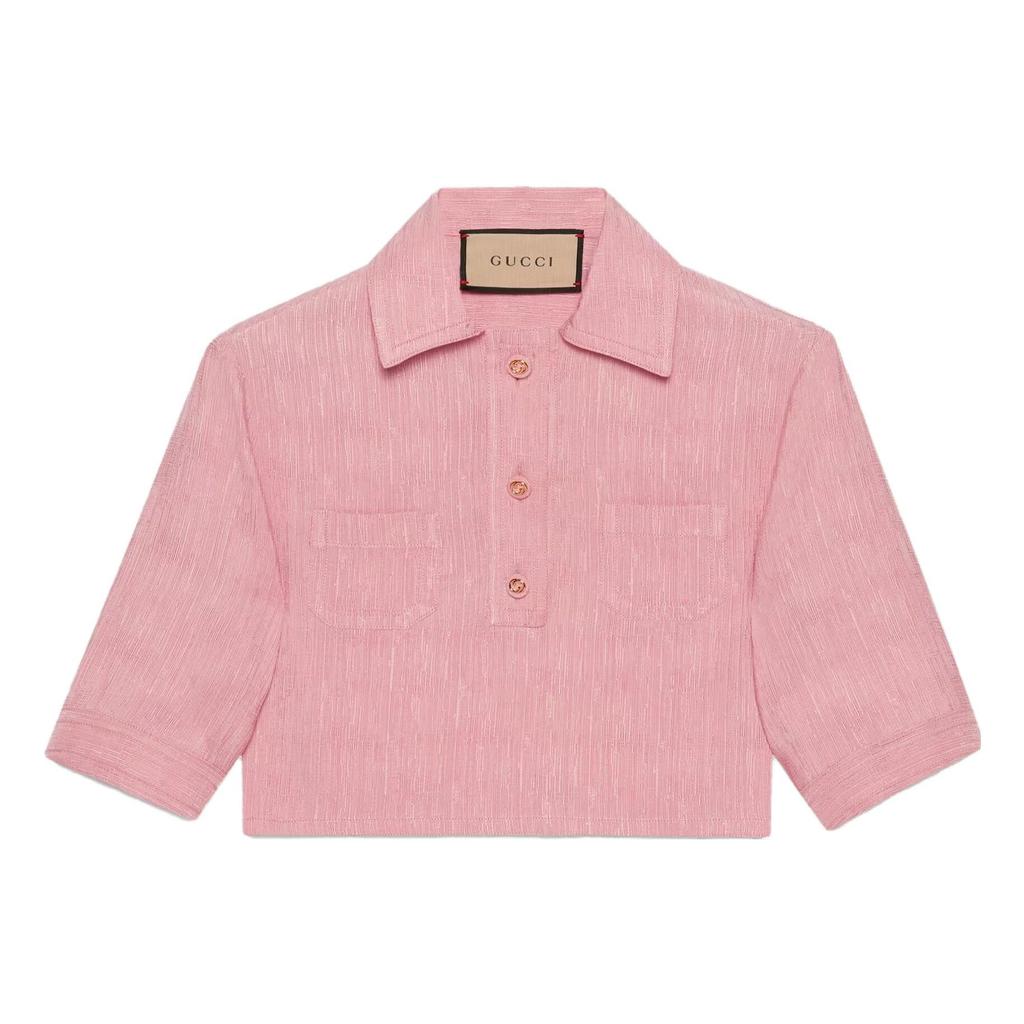 GUCCI Crop Tops Women's Pink Pointed Collar Moderate 734524-ZAMC1-5933