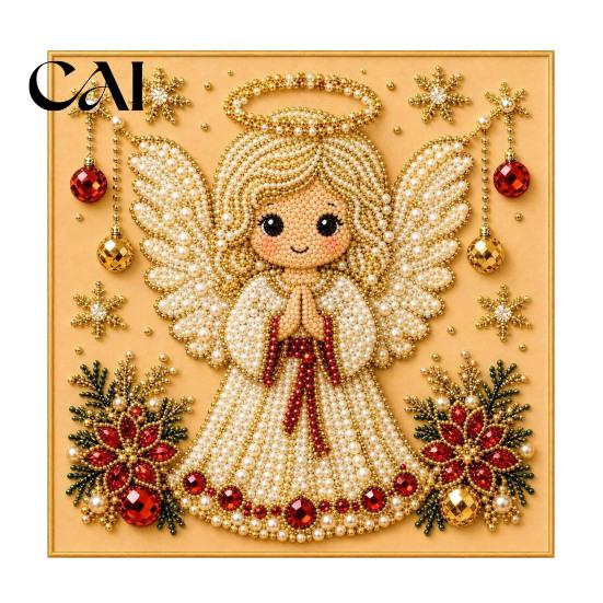 Beginner Friendly Faux Pearl Art Kit Xmas Painting Kit, Christmas 3D DIY Creative Winter Activities Holiday Craft Project for Adults, Festive