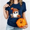 Cute-Ghost-Pumpkin Spice Fall Halloween Design Graphic T-Shirt Oversized Tee for Women Unisex Wear Blouse Spooky Season Gifts
