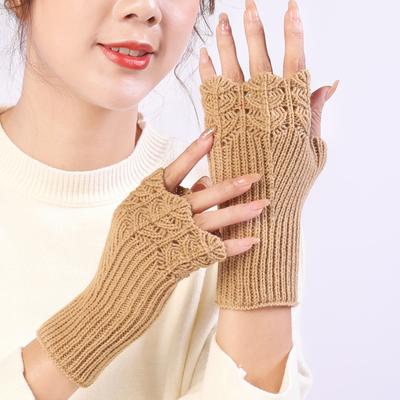 Women Knitted Warm Half Gloves Autumn Winter Fingerless Gloves Arm Sleeve Girls Fashion Casual Accessories Mittens