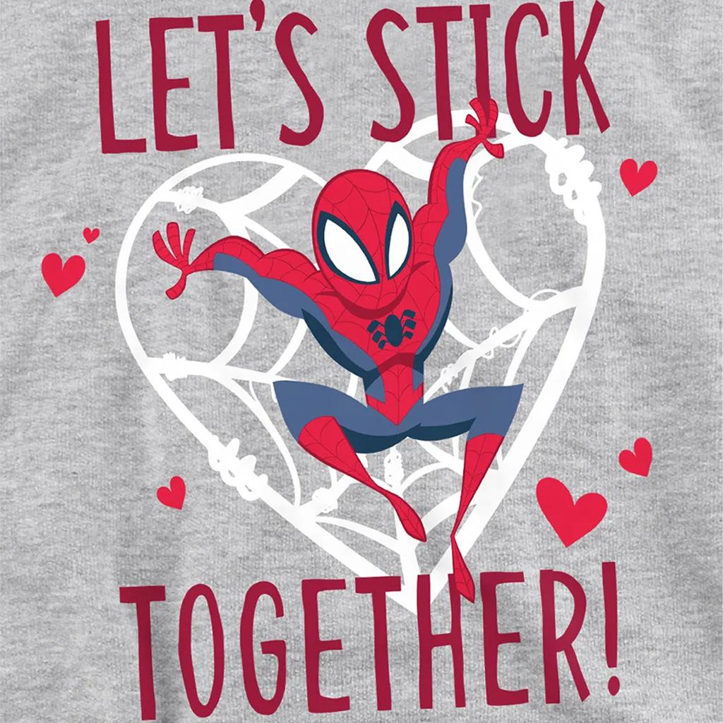 Spider-Man Childrens/Kids Let's Stick Together Heather Pull Over Valentine`s Day Hoodie