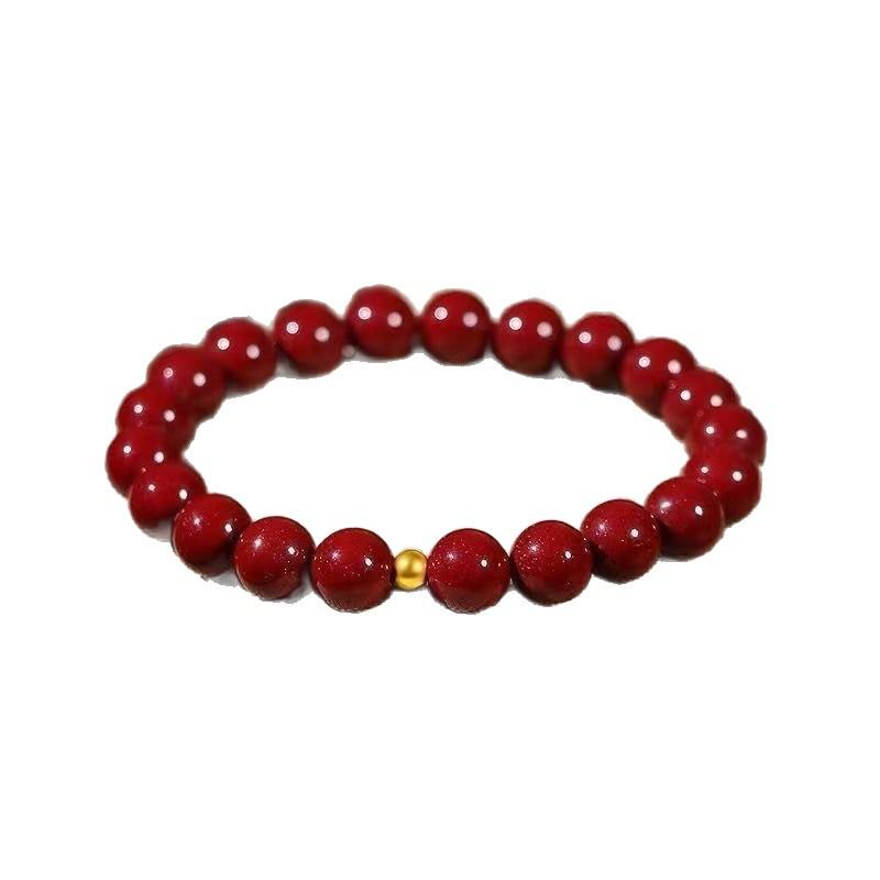 Zinnober Lila Goldsand Perlenarmband - Hoher Gehalt Rotes Sand Design