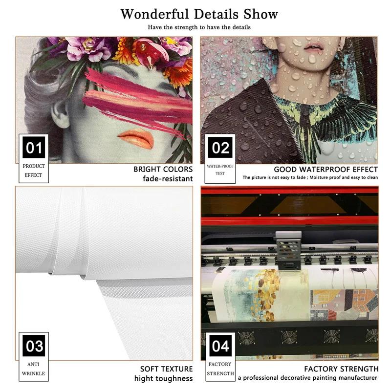 Elegant Abstract African Girl Wall Art with Sun  Coffee  HD Canvas Print Poster for Living Room  Bedroom Decor