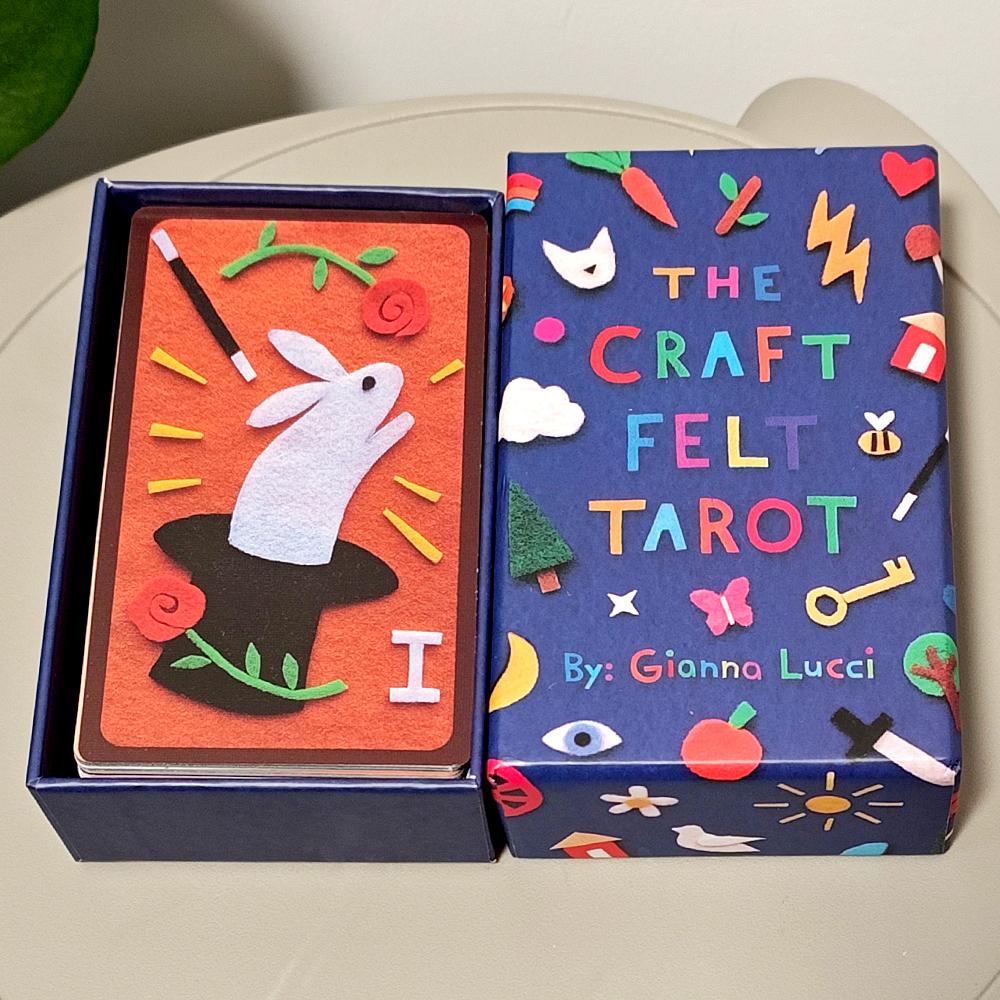 Il Feltro Artigianale Tarot 12*7cm Mazzo da 78 Carte Arte Unica in Feltro Tagliato a Mano Rider Set Divinatorio Fantasioso in Scatola Rigida
