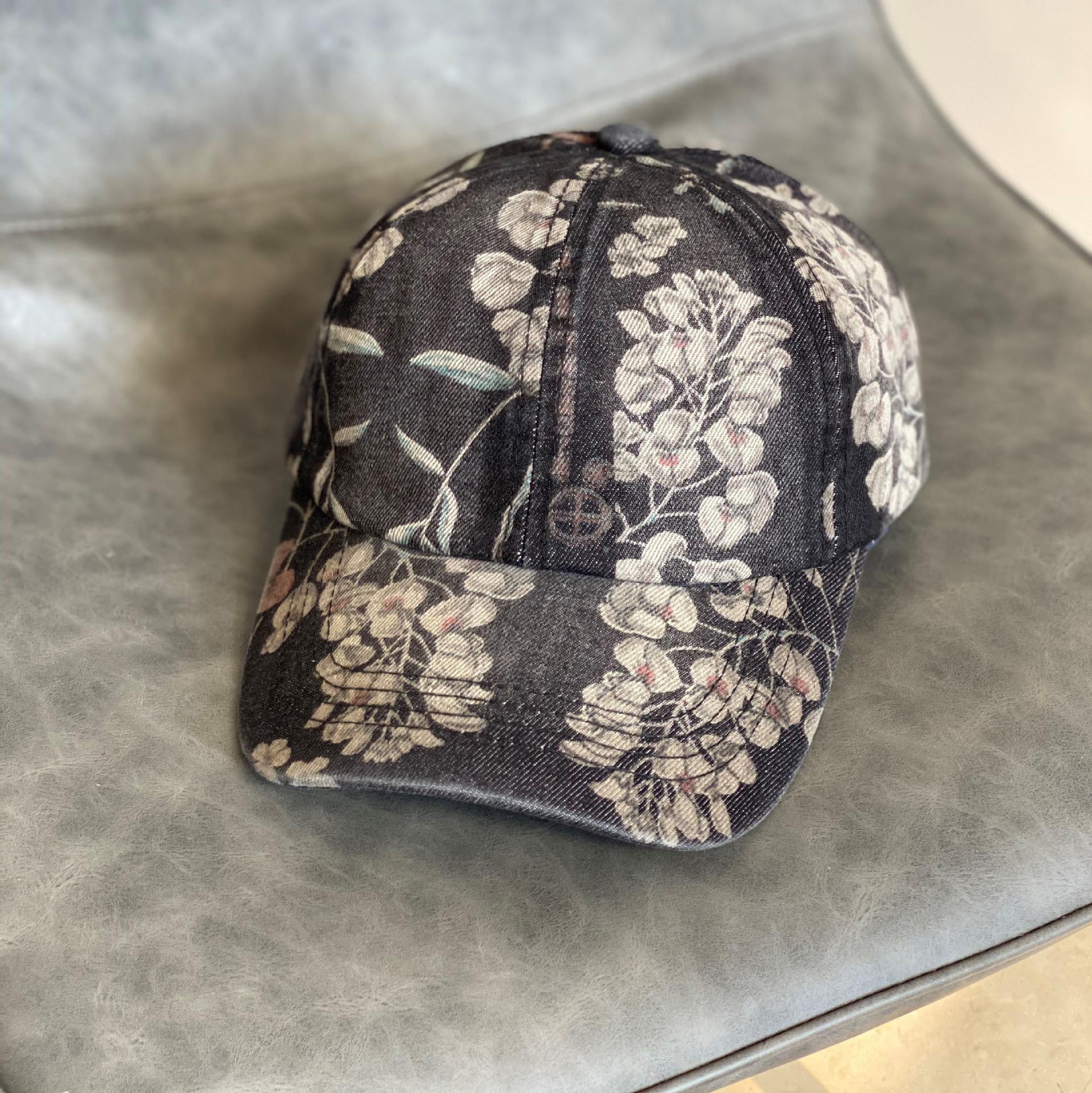 

Ковбойская шляпа детская весна и осень в гонконгском стиле цветы большая окружность головы печать ретро старая бейсболка кепка с широкими полями M（56-58cm）