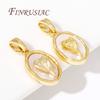18K Real Gold Plated Brass Pendants For Jewelry Making,Shell with Rose Charms For Necklace Findings,DIY Accessories
