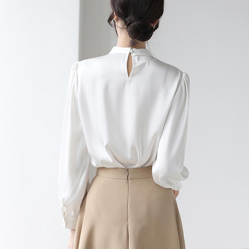 Women Blouses Shirts 2025 Spring Long Sleeve Women Blouse Shirt O-Neck White Chiffon Blouse Shirt Women Tops J855