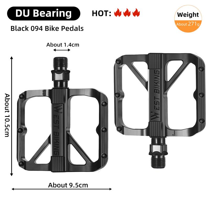 WEST BIKING Bicycle Pedals Sealed DU Bearing Nonslip Pedal Mountain Road Bike Cycling Alloy MTB Pedal Bicycle Accessories