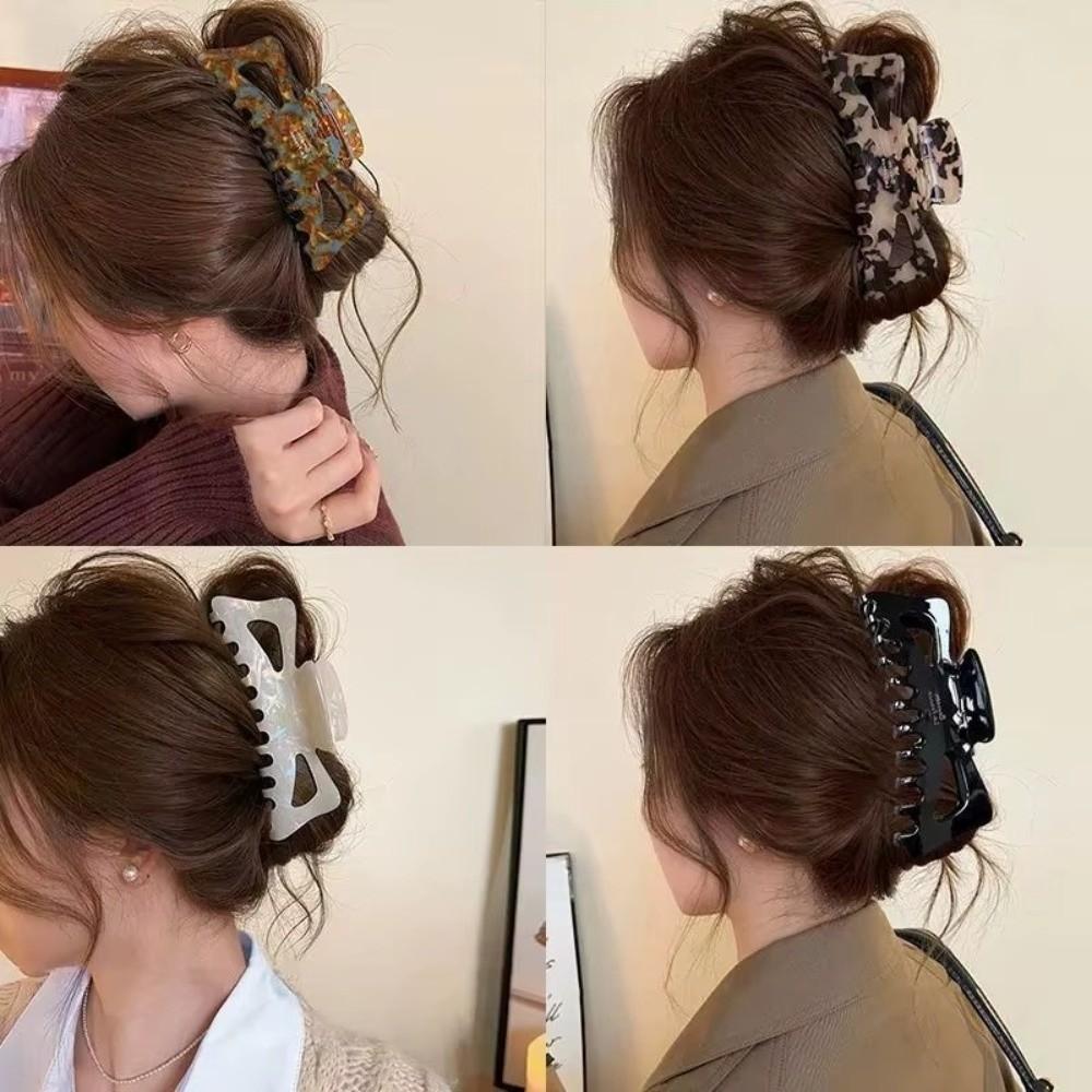 Elegant Bow Hair Clip Retro Imitation Acetate Shark Clip French Style Bun Hair Clip For Women