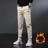 Corduroy Casual Pants For Men Fleece-lined Warm Striped Velvet Multi-pocket Slim Fit Straight Leg Pants