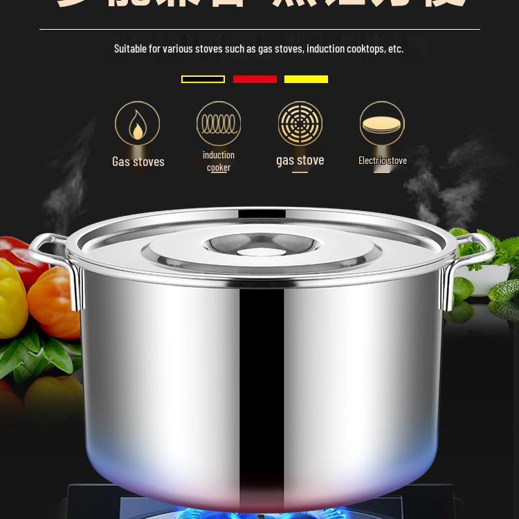 Runder Edelstahl-Eimer mit Deckel - Suppen- & Lake-Topf mit großem Fassungsvermögen