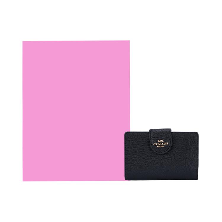 COACH Corner Zip Leather Card Holder, Wallet Medium Women's Black 6390-IMBLK