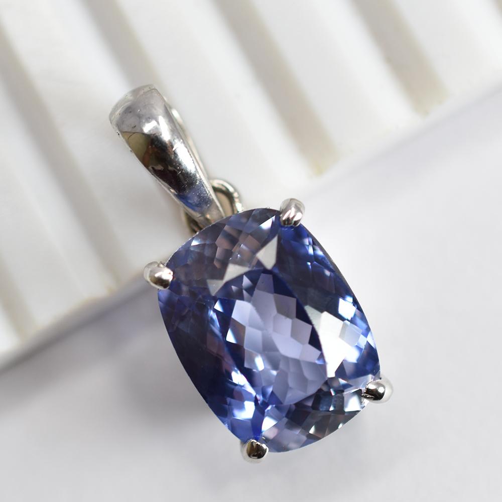 Natural Blue Sapphire Pendant 23 Ct 925 Sterling Silver Jewelry September Birthday Birthstone