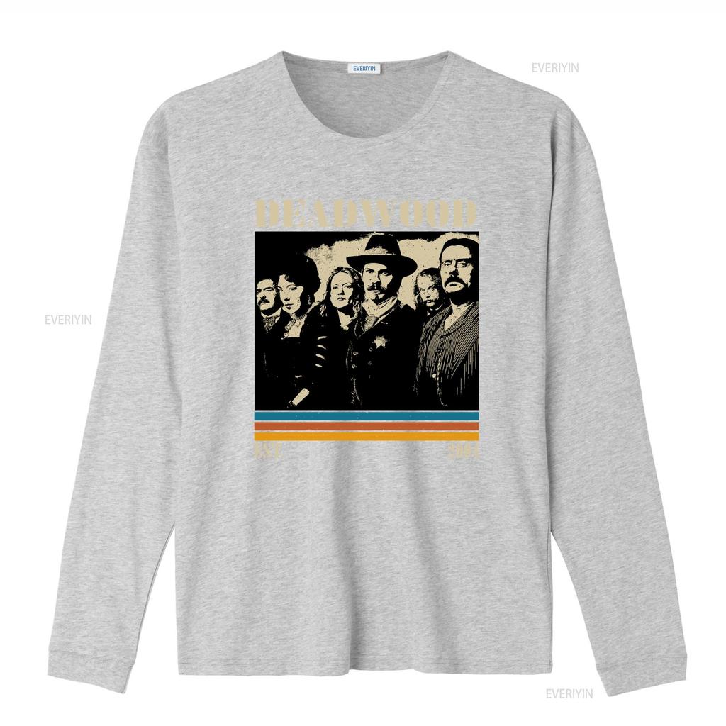 Vintage Retro Deadwood Western TV Show Classic Characters Print Casual T Shirt vintage Washed fashion Unisex