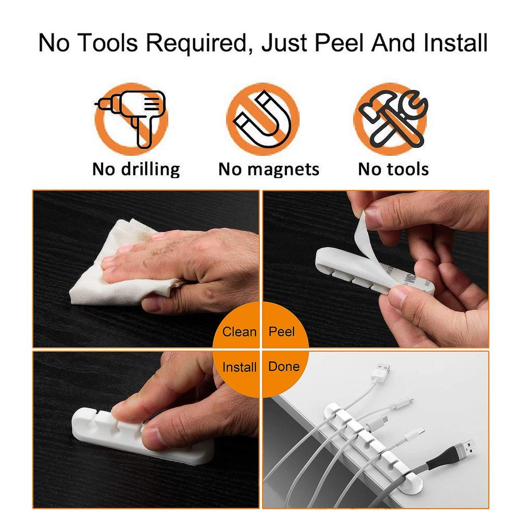 1PCS Cable Cord Wire Organizer Silicone USB Cable Winder Management Self Adhesive Clips For iPhone Huawei Mouse Keyboard Headset