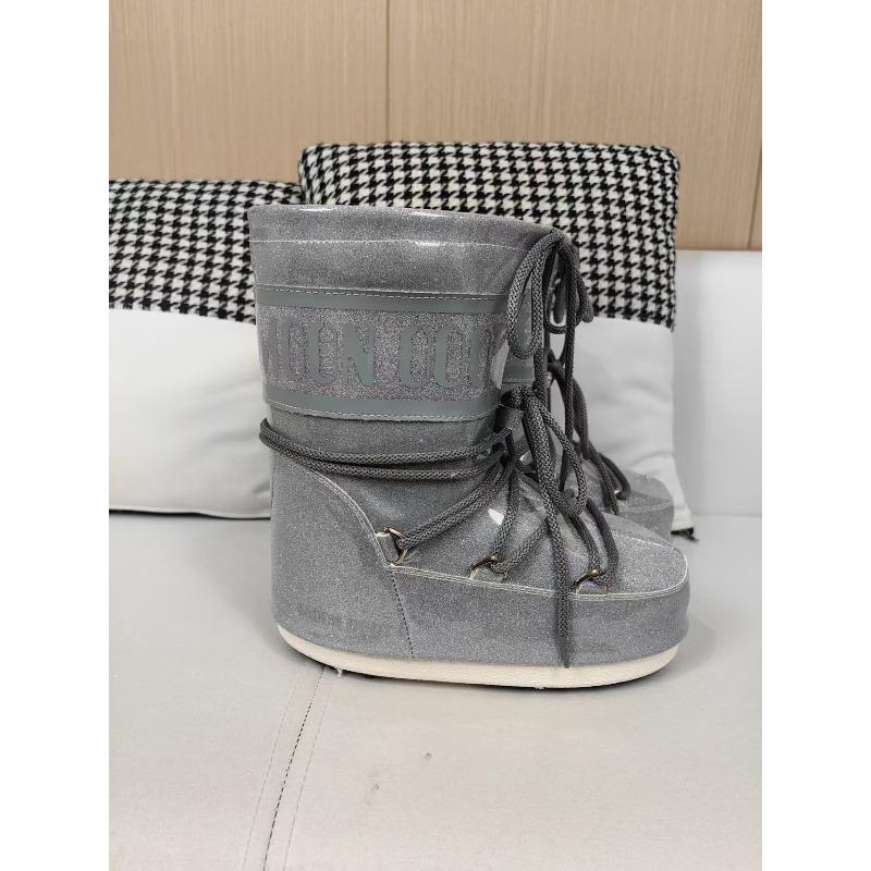 Wintermode Moon Boots Verdickte Thermohülle Baumwollstiefel Wasserdichte und rutschfeste Riemen Brotstiefel