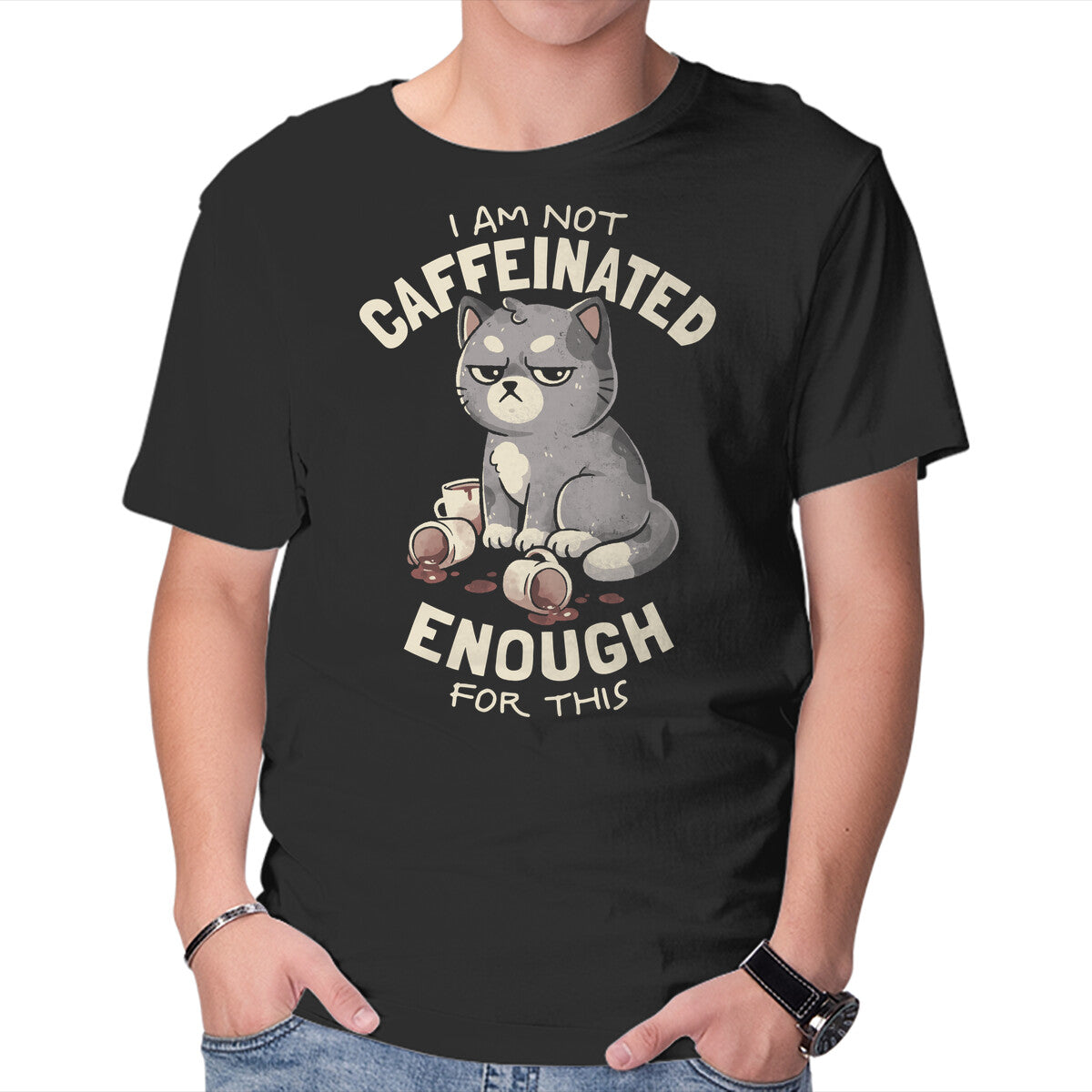 Unisex Crew Neck T-Shirt Not Caffeinated Enough Graphic Short Sleeve Casual Tee XS