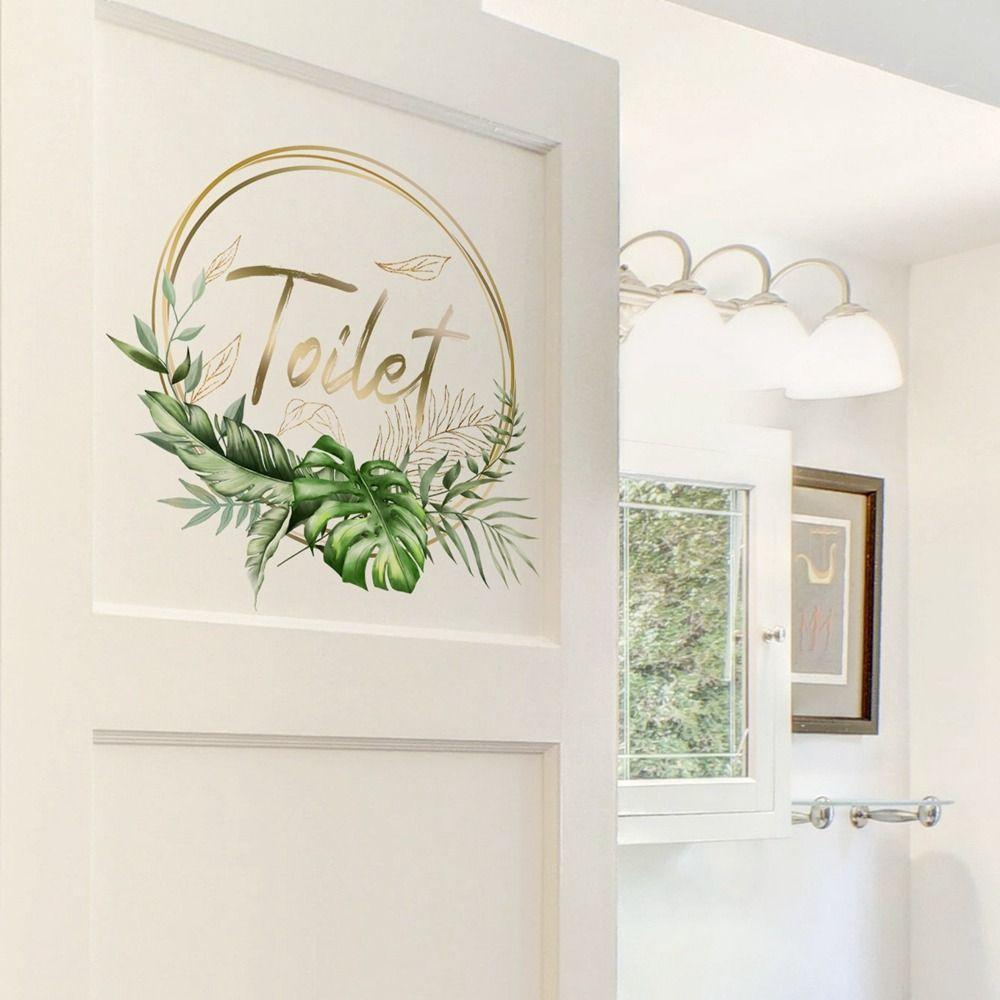 Self-Adhesive Toilet Plant Signage Sticker Waterproof WC Door Decor Toilet