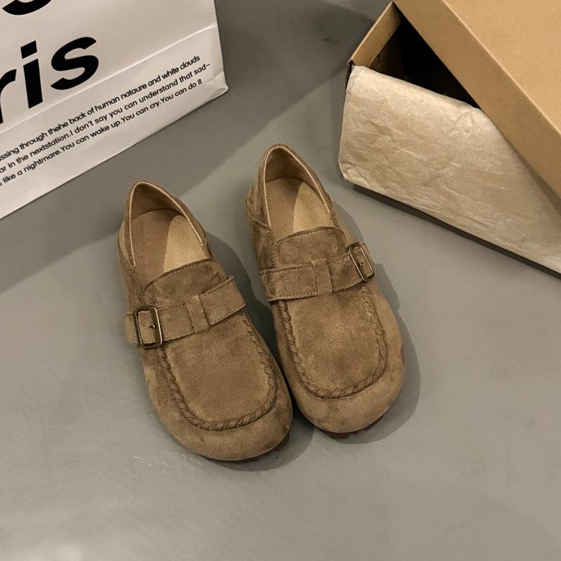 

Cowhide version all-inclusive women s new autumn two wear soft-soled single shoes with thick soles 40 хакі