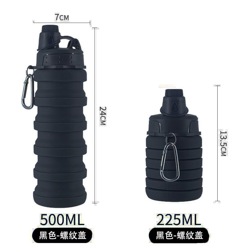 Portable Collapsible Silicone Travel Water Bottle 500ml Hiking Camping Gym Outdoor Sports