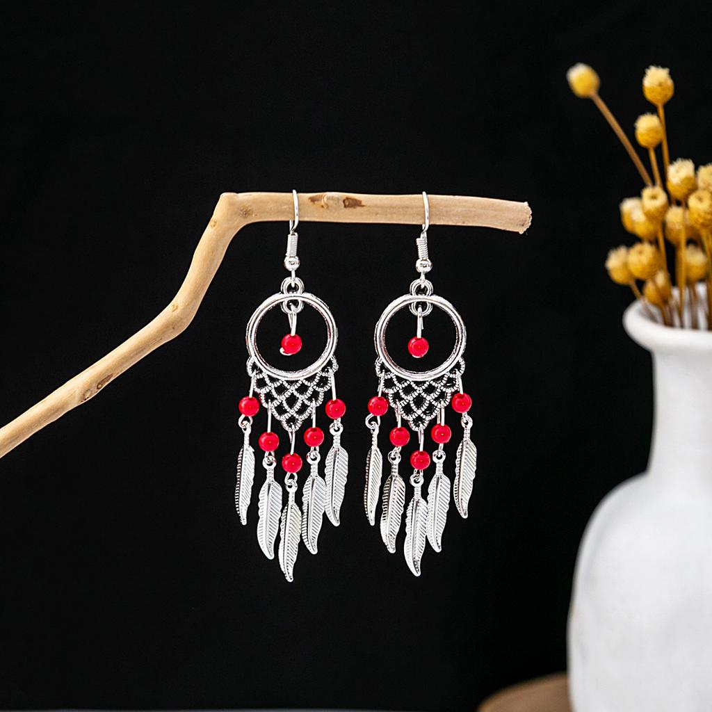Bohemian Fringed Turquoise Earrings, Retro Minority Style Earrings, Personalized Temperament Earrings.
