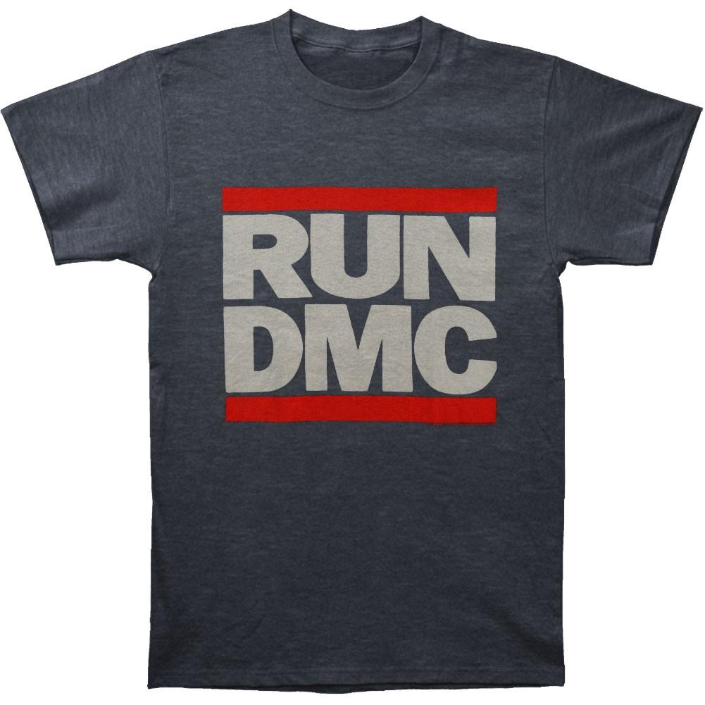 Men s Run DMC Classic Logo On Soft Tee Slim Fit T-shirt Large Grey L