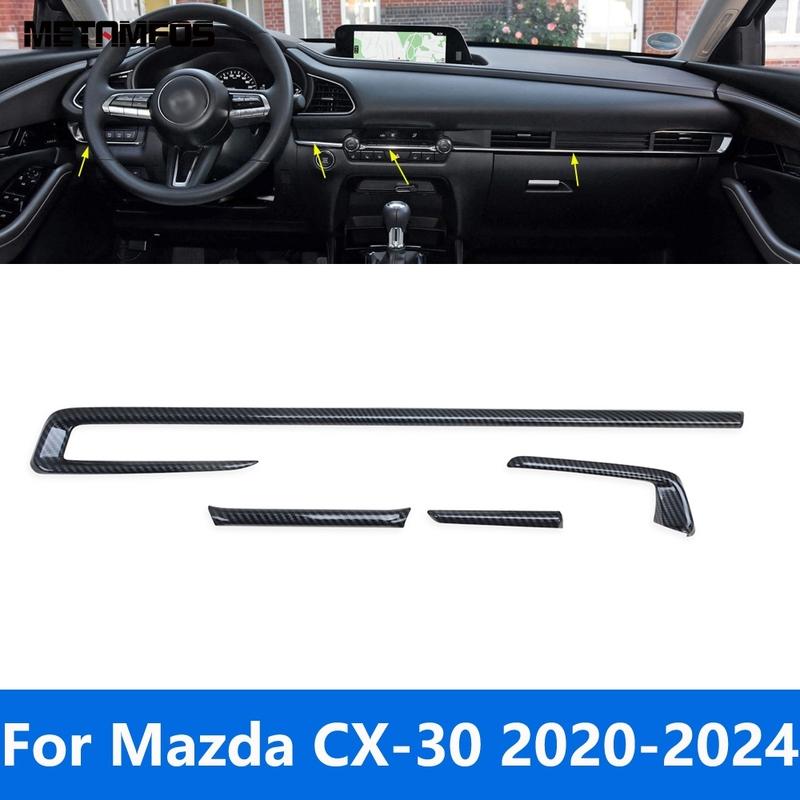 Accessories For Mazda CX-30 CX30     2024 Carbon Fiber Interior Center Console Dashboard Panel Strip Cover Trim