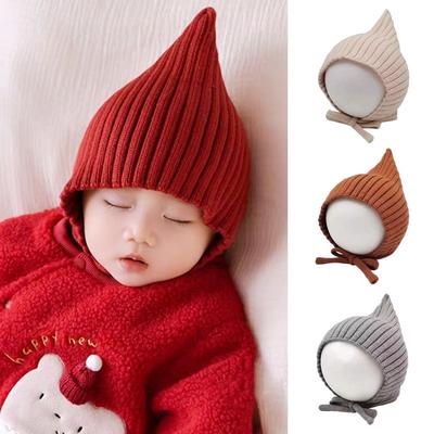 Solid Color Toddler Beret Cap Warm Ear Protection Beanie Soft Baby Knitted Hat