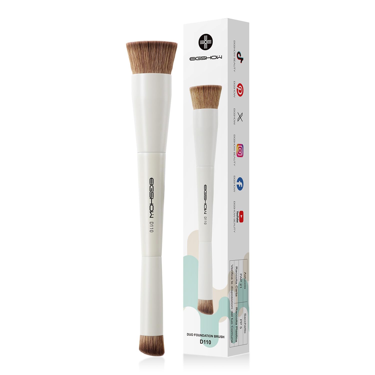 

EIGSHOW Foundation Under Eye Concealer Brush Angled Concealer Flat Foundation Makeup for Cream Application Brush, Kabuki, Liquid, (D110) бежевий