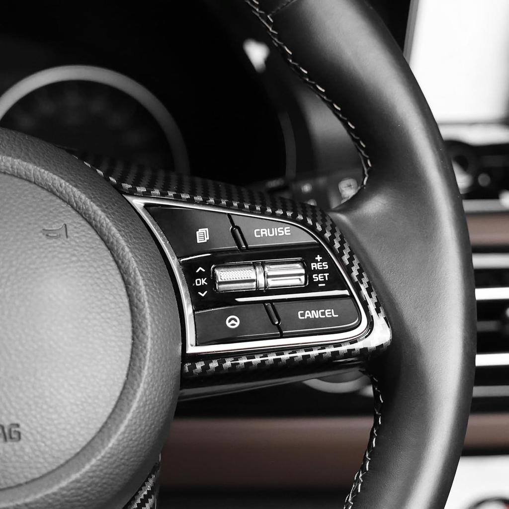 YOUTOOCAR Steering Wheel Cover Trim Compatible with Kia Seltos 2021-2023 Accessories (Carbon Fiber Pattern)