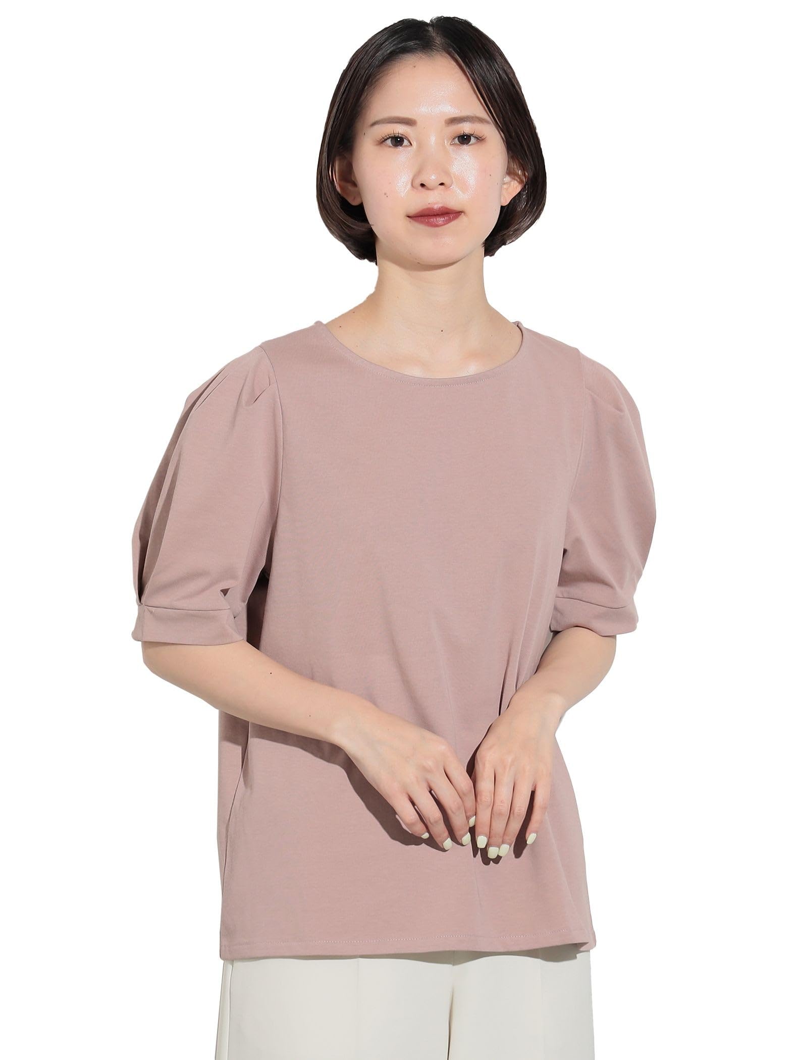 

Футболка с жемчужным принтом на спине БЕСПЛАТНО [Beams Heart] S/S Женская SMOKY_PINK