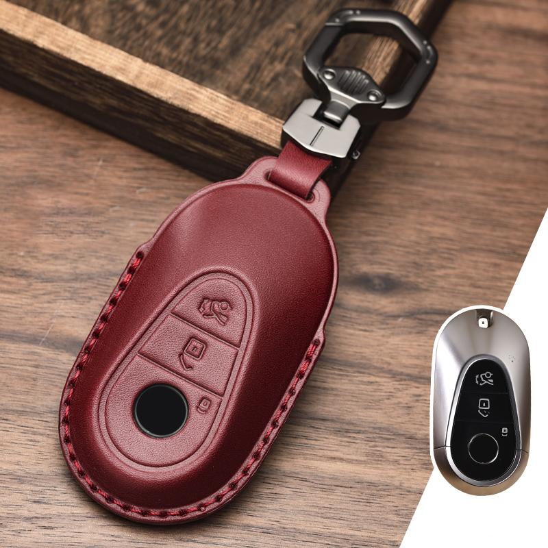 

Кожаный чехол для автомобильного ключа, брелок для Mercedes Benz 2020 C /S Class W223 W206 S350 S350L S400 S400L S450 S450L S500 Ring красный