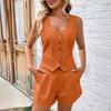 Solid Color V-neck Sleeveless Casual Suit Solid Color and V-neck Sleeveless Casual Suit