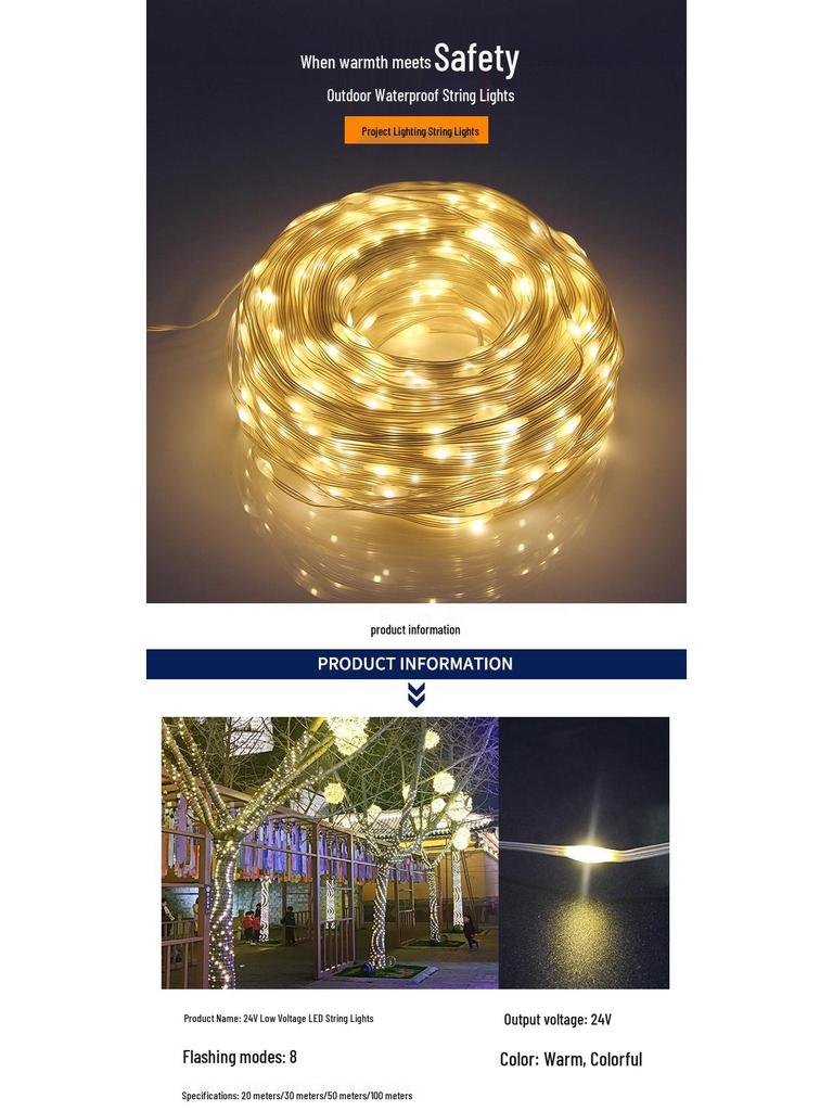 LED Solar Starry Sky String Lights - Copper Wire, Outdoor, Low Voltage, Perfect for Festive Garden Decoration