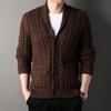 Maglione a coste con revers - Stile britannico, manica lunga per autunno e inverno