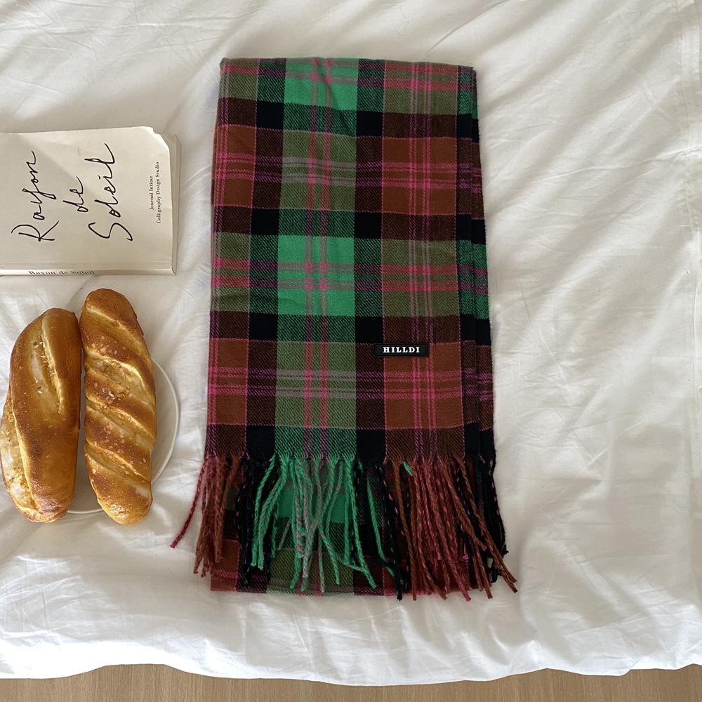 2025 Winter Red Plaid Imitation Cashmere Scarf - Warm Neck Warmer for Women & Couples