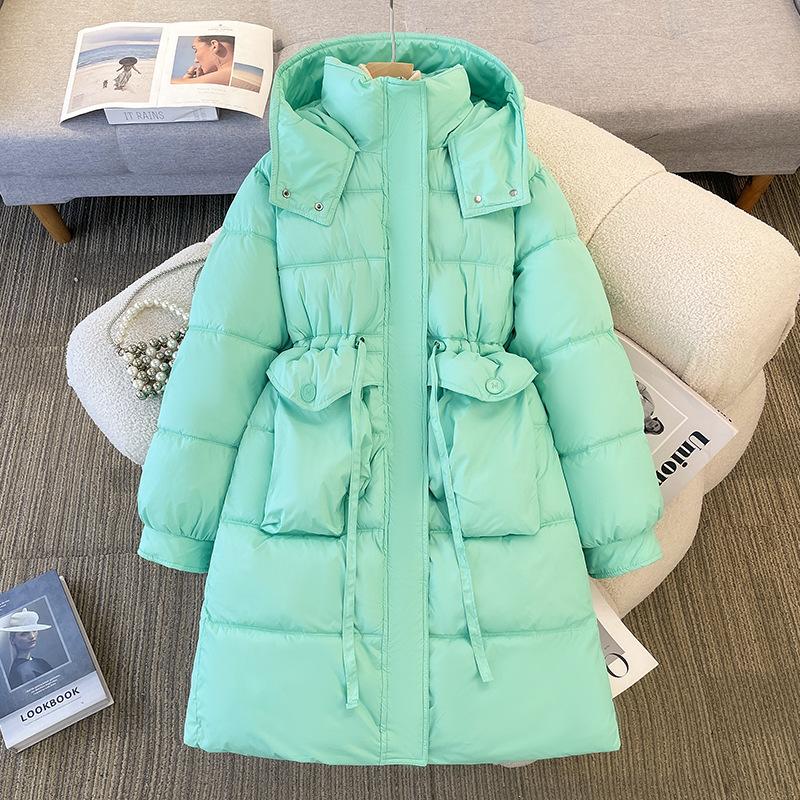 

Down Jacket Women s Winter New Style Long Knee-length Cotton Jacket with Waist and Thickened Cotton Jacket XL