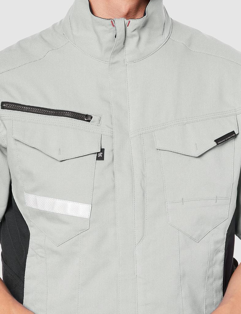 COCOS Nobuoka A-7070 Stretch Short Sleeve Jacket, Silver, Size L