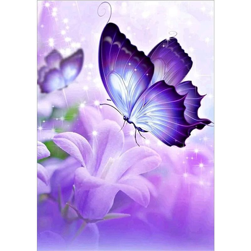 5D DIY Diamond Painting Purple Butterfly Dream Diamond Embroidery Cross Stitch Kit Full Rhinestone Mosaic Home Decor