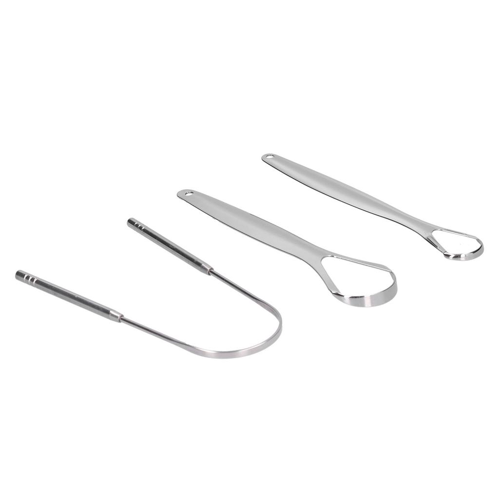 3PCS Portable Tongue Scraper Stainless Steel Tongue Cleaner Cleaning Brush Oral Care Tools