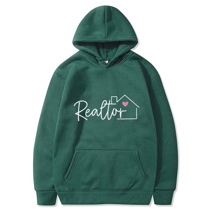 

Autumn Winter Classic Realtor Letter Logo Print Saint Hoodie Hooded Men Women Couple Casual Gray Black Oversized Pullovers XXXL зелёный