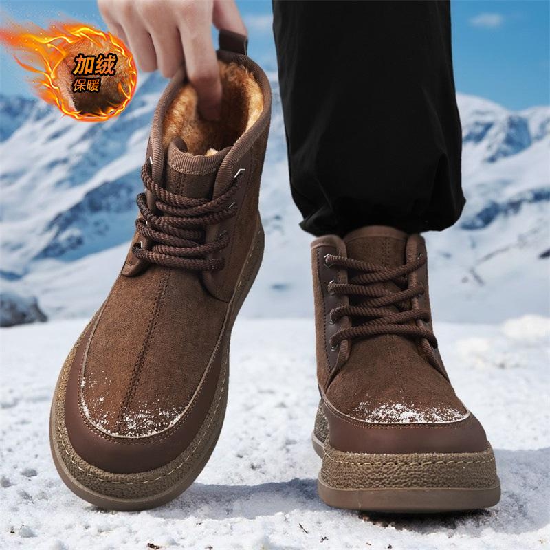 High-top Shoes Winter Velvet Thickened Warm Cotton Shoes Outdoor Waterproof and Non-slip Sports Thick Sole Heightening Martin Boots