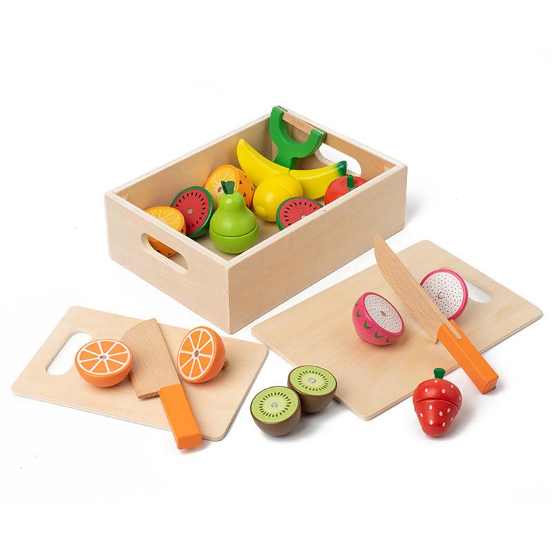 Wooden Fruit And Vegetable Cutting Toy With Magnetic Pieces For Preschool Kids Imaginative Play