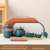 Portable Ceramic Travel Tea Set: Quick-Brew Pot & 4 Cups for Outdoor & Car Use, Simple Carry-Along Gift