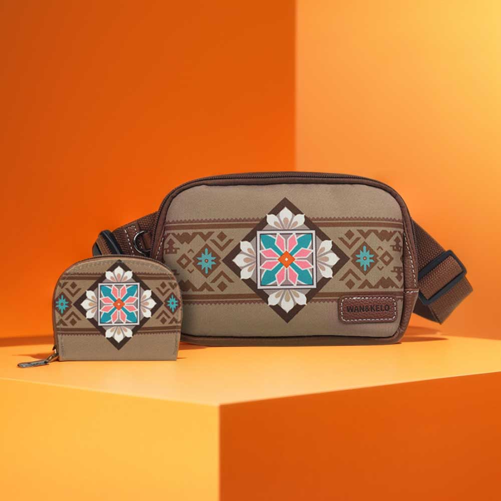 

Поясна сумка в стилі бохо з невеликим гаманцем Модна поясна сумка з регульованим ременем для жінок для подорожей на фестивалі та концертів світло-коричневого кольору