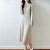 Women Sweater Dress 100% Wool MODERN NEW SAGA O-neck Knit Long Pullover Winter Jumpers Wool Long Dress Female