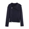 Womens Knit Cardigan With Ribbed Trim Zipper 2025 Office Chic Style