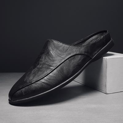 Summer Men Shoes Casual Fashion Mens Loafers Genuine Leather Half Slipper Breathable Slip On Lazy Driving Shoes Men Moccasins