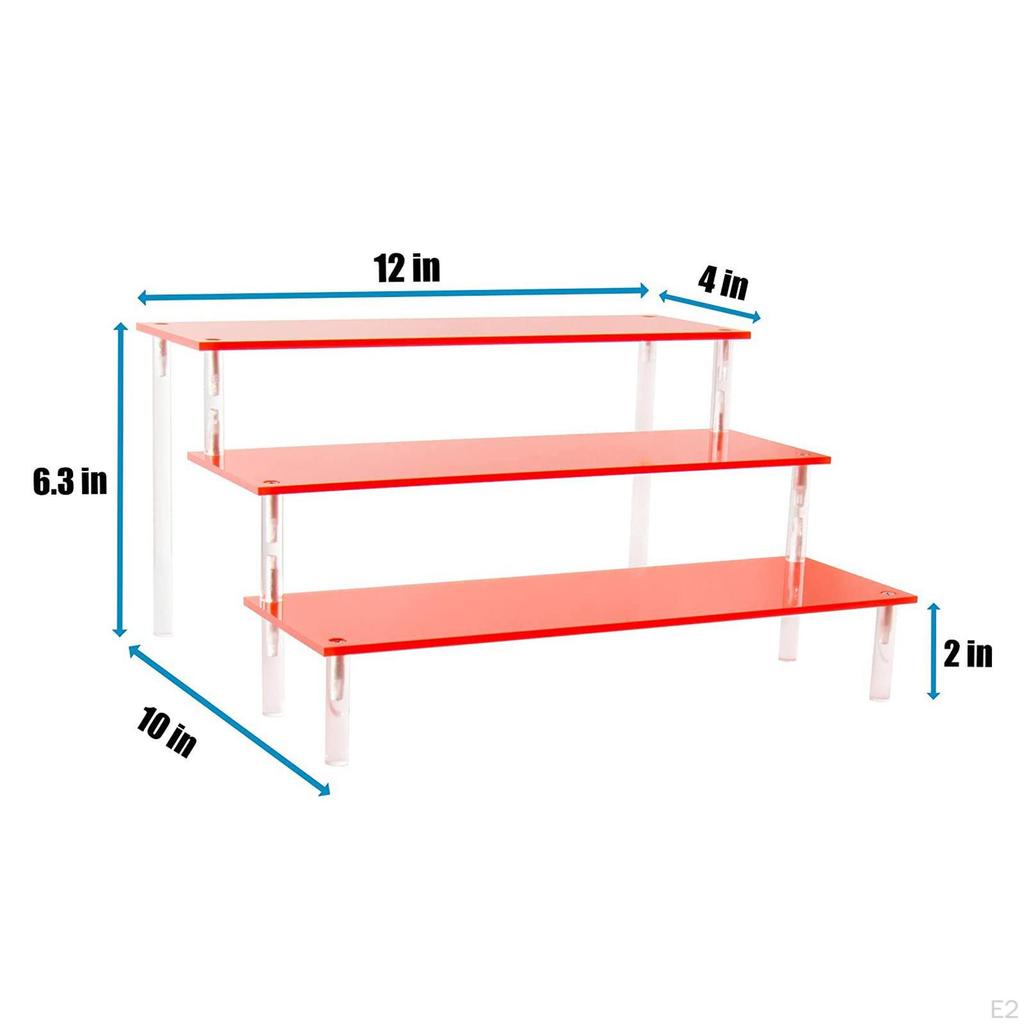 Acrylic Display Stand Shelf 3 Tier, for Cupcake Total Size 12x10x6.3Inches Each Board 30Cmx10cm,