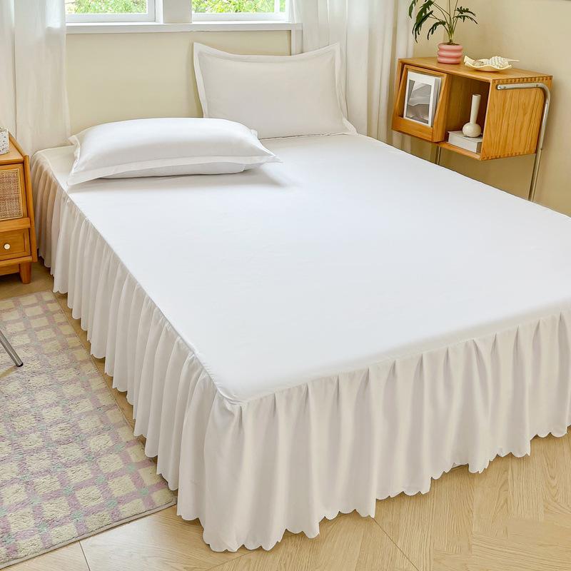Non-Slip Solid Color Bed Skirt & Peach Skin Mattress Protector